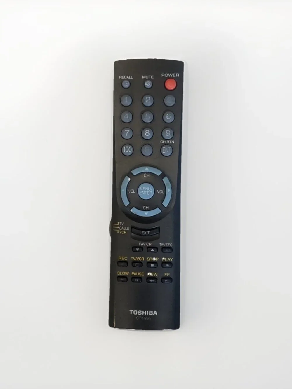 Toshiba CT-9995 Black Handheld Wireless Remote Control For TV & VCR Tested Works